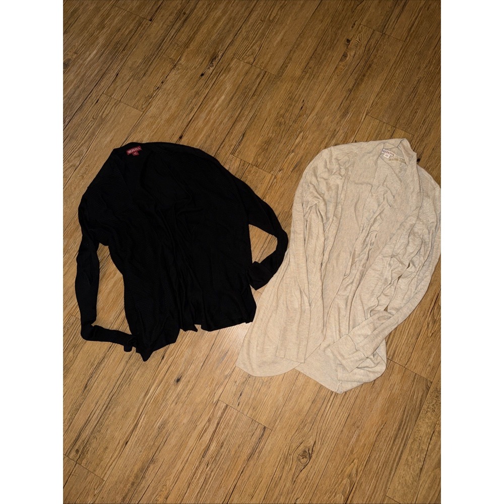 Merona Open Front Cardigan Sweater Lot Of 2 Tan & Black Women's Size Small